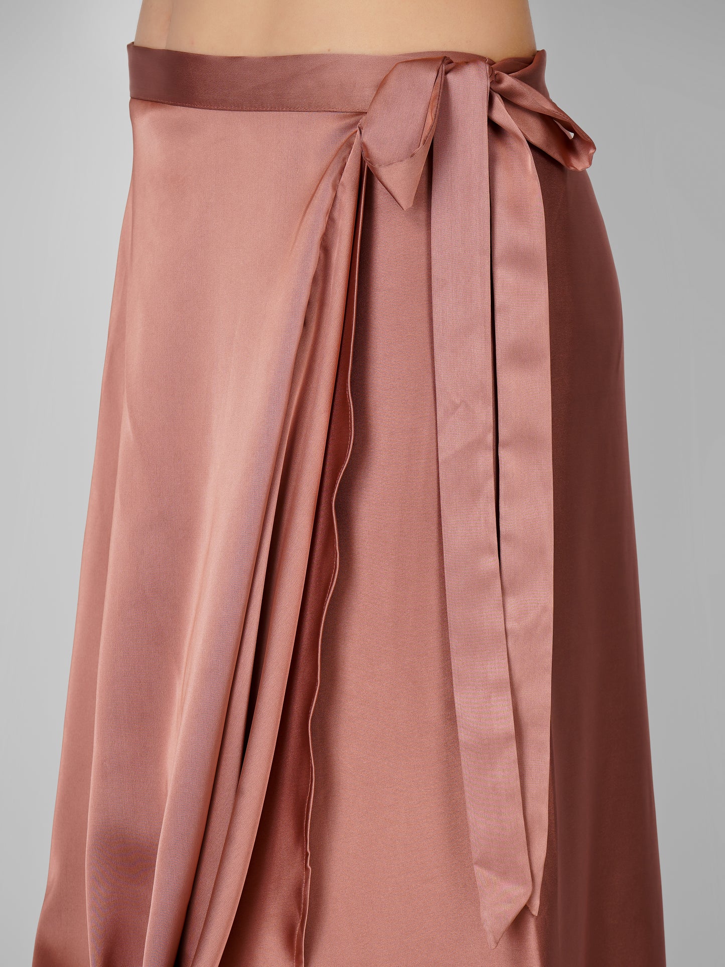 Blush Satin Draped Skirt & Top Set